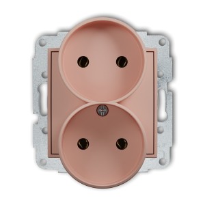 Mechanizm gniazda podwójnego do ramki bez uziemienia 2x2P (bez przesłon torów prądowych) Karlik ICON łososiowy 62IGPR-2