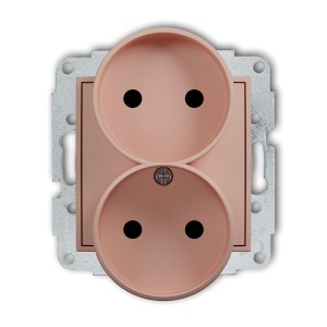 Mechanizm gniazda podwójnego do ramki bez uziemienia 2x2P (przesłony torów prądowych) Karlik ICON łososiowy 62IGPR-2p