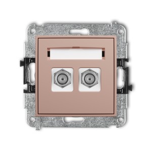 Mechanizm gniazda antenowego podwójnego typu F (SAT) niklowany Karlik ICON łososiowy 62IGF-2