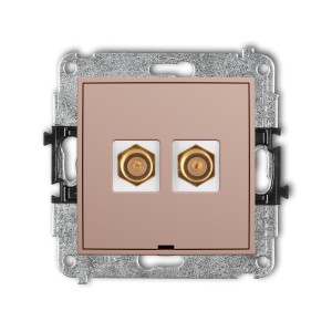 Mechanizm gniazda antenowego podwójnego typu F (SAT) pozłacany, bez pola opisowego Karlik ICON łososiowy 62IGFBO-2.1