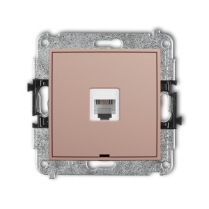 Mechanizm gniazda telefonicznego pojedynczego 1xRJ11, 4-stykowy, beznarzędziowe, bez pola opisowego Karlik ICON łososiowy 62IGTBO-1