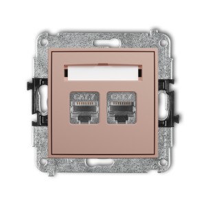 Mechanizm gniazda komputerowego podwójnego 2xRJ45, kat. 7, ekranowany, 8-stykowy Karlik ICON łososiowy 62IGK-10