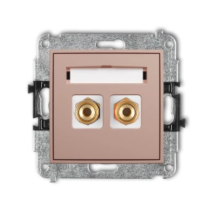 Mechanizm gniazda głośnikowego pojedynczego (typu banan - czerwony i czarny, pozłacany, 4 mm2, skręcany) Karlik ICON łososiowy 62IGG-4