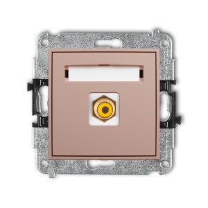 Mechanizm gniazda pojedynczego RCA (typu cinch - żółty, pozłacany) Karlik ICON łososiowy 62IGRCA-1