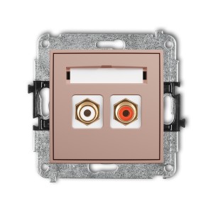 Mechanizm gniazda podwójnego RCA (typu cinch - biały i czerwony, pozłacany) Karlik ICON łososiowy 62IGRCA-2