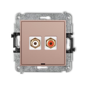 Mechanizm gniazda podwójnego RCA, bez pola opisowego (typu cinch - biały i czerwony, pozłacany) Karlik ICON łososiowy 62IGRCABO-2