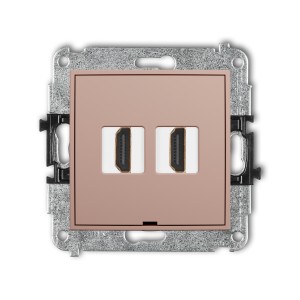 Mechanizm gniazda podwójnego HDMI 2.0, 4K, bez pola opisowego Karlik ICON łososiowy 62IHDMIBO-4
