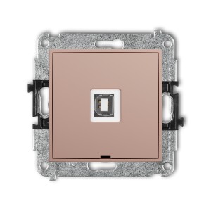 Mechanizm gniazda pojedynczego USB A-B 2.0, bez pola opisowego Karlik ICON łososiowy 62IGUSBBO-3