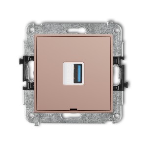 Mechanizm gniazda pojedynczego USB A-A 3.0, bez pola opisowego Karlik ICON łososiowy 62IGUSBBO-5