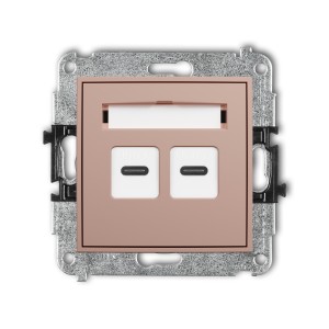 Mechanizm gniazda podwójnego 2xUSB C-C Karlik ICON łososiowy 62IGUSB-8