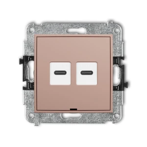 Mechanizm gniazda podwójnego 2xUSB C-C, bez pola opisowego Karlik ICON łososiowy 62IGUSBBO-8