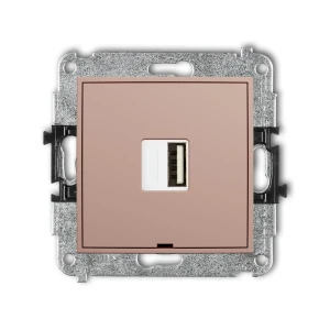 Mechanizm ładowarki USB pojedynczej USB A, 5W max., 5V, 1A, bez pola opisowego Karlik ICON łososiowy 62ICUSBBO-1