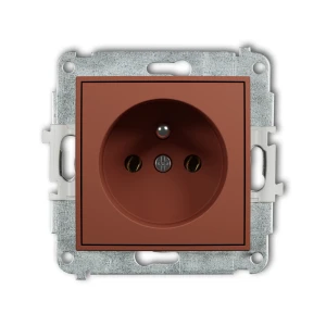 Mechanizm gniazda pojedynczego z uziemieniem 2P+Z (bez przesłon torów prądowych) Karlik ICON terakota 63IGP-1z