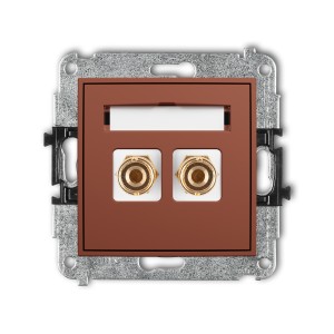 Mechanizm gniazda głośnikowego pojedynczego (typu banan - czerwony i czarny, pozłacany, 4 mm2, do lutowania) Karlik ICON terakota 63IGG-3