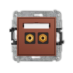 Mechanizm gniazda głośnikowego pojedynczego (typu banan - czerwony i czarny, pozłacany, 4 mm2, skręcany) Karlik ICON terakota 63IGG-4
