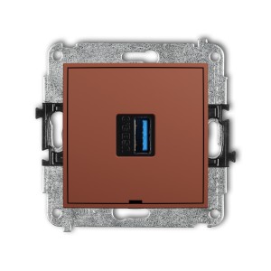 Mechanizm gniazda pojedynczego USB A-A 3.0, bez pola opisowego Karlik ICON terakota 63IGUSBBO-5