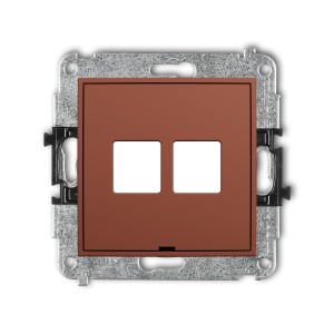 Mechanizm gniazda multimedialnego podwójnego bez modułu, bez pola opisowego (standard Keystone) Karlik ICON terakota 63IGMBO-2P