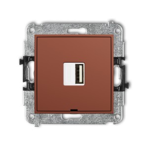 Mechanizm ładowarki USB pojedynczej USB A, 5W max., 5V, 1A, bez pola opisowego Karlik ICON terakota 63ICUSBBO-1