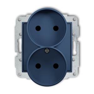 Mechanizm gniazda podwójnego do ramki bez uziemienia 2x2P (przesłony torów prądowych) Karlik ICON navy blue 64IGPR-2p