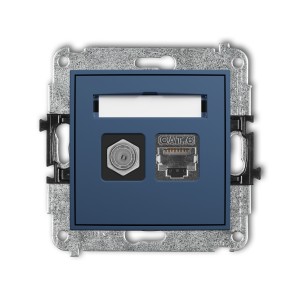 Mechanizm gniazda antenowego poj. typu F (SAT) + gniazda komp. poj. 1xRJ45, kat. 6 ekranowany, 8-stykowy Karlik ICON navy blue 64IGFK-5
