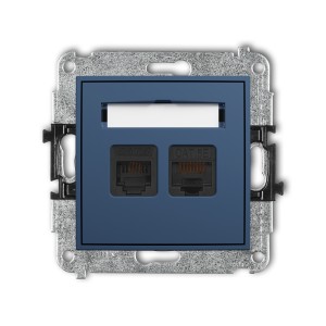Mechanizm gniazda telefonicznego pojedynczego 1xRJ11 + komputerowego pojedynczego 1xRJ45, kat. 5e, 8-stykowy, beznarzędziowe Karlik ICON navy blue 64IGTK