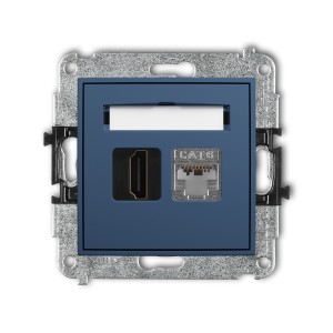 Mechanizm gniazda pojedynczego HDMI 2.0, 4K + gniazda komp. poj. 1xRJ45, kat. 6, ekranowany, 8-stykowy Karlik ICON navy blue 64IGHK-46