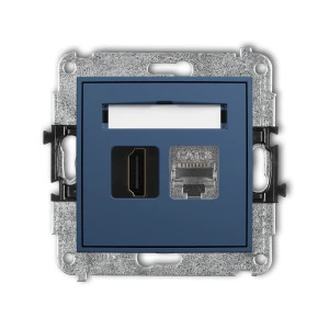 Mechanizm gniazda pojedynczego HDMI 2.1, 8K + gniazda komp. poj. 1xRJ45, kat. 8, ekranowany, 8-stykowy Karlik ICON navy blue 64IGHK-88