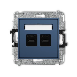 Mechanizm gniazda podwójnego 2xUSB C-C Karlik ICON navy blue 64IGUSB-8