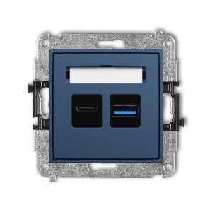 Mechanizm ładowarki USB podwójnej USB C + USB A, 20W max. Karlik ICON navy blue 64ICUSB-8