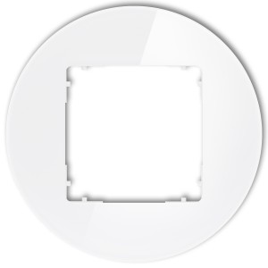 Ramka uniwersalna pojedyncza okrągła - efekt szkła (ramka: biała; spód: biały) Karlik ICON biały 0-0-IRSO-1