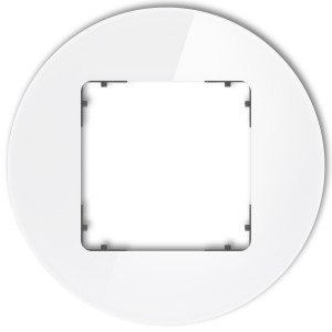 Ramka uniwersalna pojedyncza okrągła - efekt szkła (ramka: biała; spód: grafitowy mat) Karlik ICON biały 0-28-IRSO-1