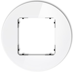 Ramka uniwersalna pojedyncza okrągła - efekt szkła (ramka: biała; spód: czarny) Karlik ICON biały 0-12-IRSO-1
