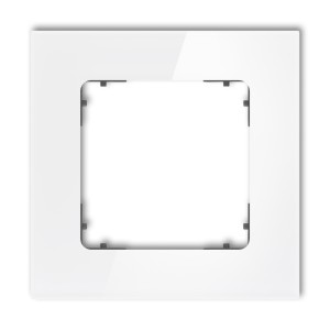 Ramka uniwersalna pojedyncza kwadratowa - efekt szkła (ramka: biała; spód: grafitowy mat) Karlik ICON biały 0-28-IRSK-1