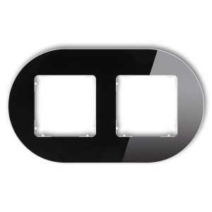 Ramka uniwersalna podwójna okrągła - efekt szkła (ramka: czarna; spód: biały) Karlik ICON czarny 12-0-IRSO-2