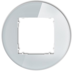 Ramka uniwersalna pojedyncza okrągła - efekt szkła (ramka: szara; spód: biały) Karlik ICON szary 15-0-IRSO-1