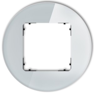 Ramka uniwersalna pojedyncza okrągła - efekt szkła (ramka: szara; spód: czarny) Karlik ICON szary 15-12-IRSO-1