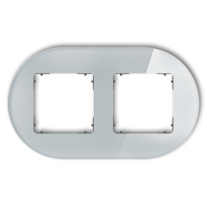 Ramka uniwersalna podwójna okrągła - efekt szkła (ramka: szara; spód: grafitowy mat) Karlik ICON szary 15-28-IRSO-2