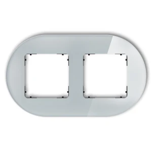 Ramka uniwersalna podwójna okrągła - efekt szkła (ramka: szara; spód: czarny) Karlik ICON szary 15-12-IRSO-2