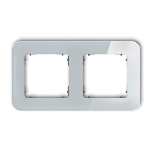 Ramka uniwersalna podwójna zaokrąglona - efekt szkła (ramka: szara; spód: grafitowy mat) Karlik ICON szary 15-28-IRSZ-2
