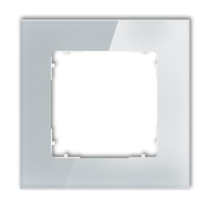 Ramka uniwersalna pojedyncza kwadratowa - efekt szkła (ramka: szara; spód: biały) Karlik ICON szary 15-0-IRSK-1