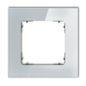 Ramka uniwersalna pojedyncza kwadratowa - efekt szkła (ramka: szara; spód: grafitowy mat) Karlik ICON szary 15-28-IRSK-1