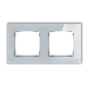 Ramka uniwersalna podwójna kwadratowa - efekt szkła (ramka: szara; spód: grafitowy mat) Karlik ICON szary 15-28-IRSK-2