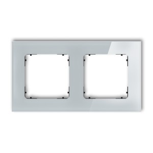 Ramka uniwersalna podwójna kwadratowa - efekt szkła (ramka: szara; spód: czarny) Karlik ICON szary 15-12-IRSK-2