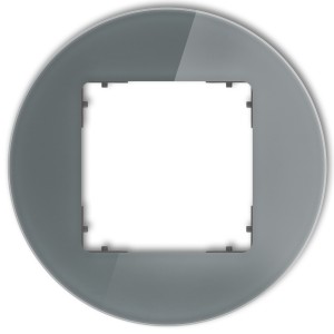 Ramka uniwersalna pojedyncza okrągła - efekt szkła (ramka: grafitowa; spód: grafitowy mat) Karlik ICON grafitowy 28-28-IRSO-1