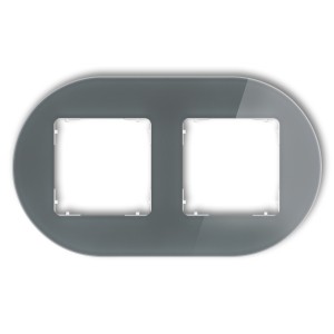 Ramka uniwersalna podwójna okrągła - efekt szkła (ramka: grafitowa; spód: biały) Karlik ICON grafitowy 28-0-IRSO-2
