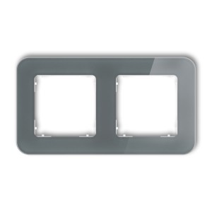 Ramka uniwersalna podwójna zaokrąglona - efekt szkła (ramka: grafitowa; spód: biały) Karlik ICON grafitowy 28-0-IRSZ-2