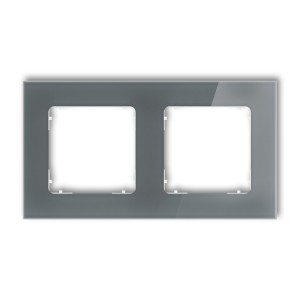 Ramka uniwersalna podwójna kwadratowa - efekt szkła (ramka: grafitowa; spód: biały) Karlik ICON grafitowy 28-0-IRSK-2