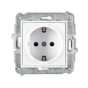 Mechanizm gniazda pojedynczego z uziemieniem SCHUKO 2P+Z (przesłony torów prądowych) Karlik MINI biały MGP-1sp
