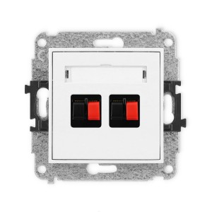 Mechanizm gniazda głośnikowego podwójnego Karlik MINI biały MGG-2