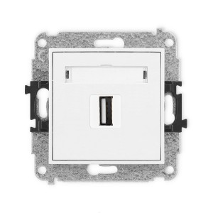 Mechanizm gniazda pojedynczego USB A-A 2.0 Karlik MINI biały MGUSB-1